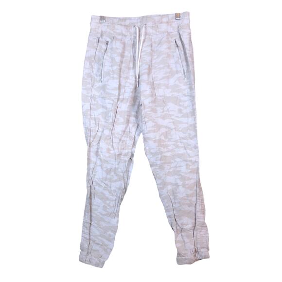 Athleta Womens Pants Tan Cream Camouflage Petite Cabo Tide Linen Jogger 2P - Picture 1 of 12